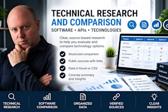 research and compare software, apis and technologies