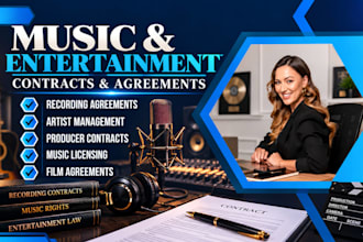 draft and review music, film and entertainment contracts and agreements