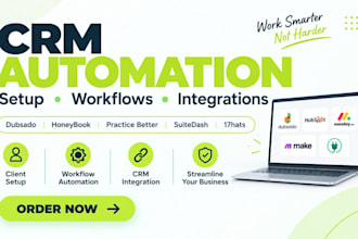 setup CRM automation, dubsado, hubspot, monday CRM and make automation