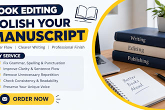 proofread your book, check consistency, remove repetition, and polish sentences