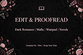 edit and proofread your dark romance and wattpad novel
