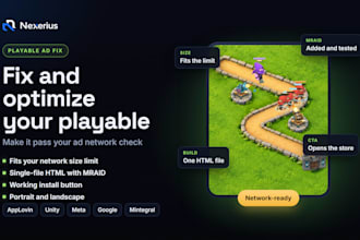 fix and optimize your HTML5 playable ad for applovin, unity or meta