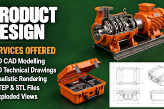 do 3d cad design, 3d product design, 3d cad modeling in solidworks