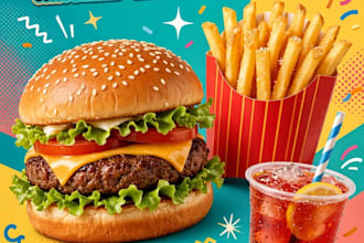 design modern food and burger poster