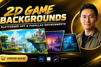 create 2d game backgrounds, platformer art and parallax environments
