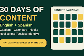 create 30 days of bilingual social media content for your latino business