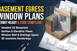 create basement egress window plans and architectural details