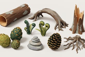 create roblox low poly environment nature trees rocks fantasy medieval game prop