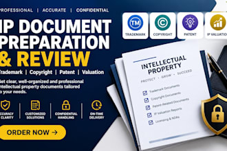 prepare and review trademark, copyright, patent, and IP valuation documents