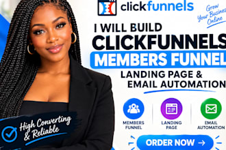 build clickfunnels membership funnel, landing page, email automation