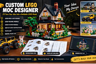 design 3d lego set, lego moc, lego technic, lego easter model with instructions