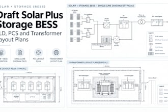 draft solar plus storage bess sld pcs and transformer layout plans