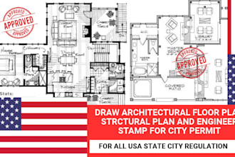 draw architectural floor plan structural plan and engineer stamp for city permit