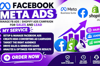 set up facebook meta ads, manage fb ads, shopify ads campaign for sales and lead