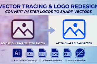 vectorize, redesign, and convert logo to vector illustrator