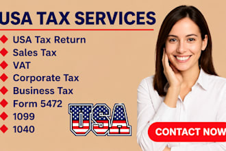 prepare USA tax return, form 5472, 1040, 1099, business tax, ecommerce vat irs