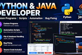 develop python and java programs, scripts and applications