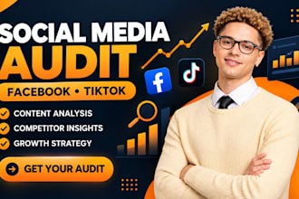 do social media audit, facebook, tiktok content analysis, growth strategy plan