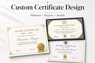 design custom award certificate, diploma and degree design