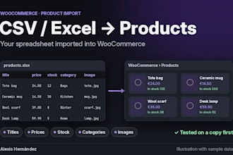 import your products into woocommerce from csv or excel