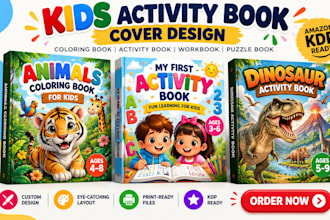 design a kids activity book cover for amazon KDP