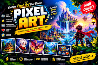 create pixel art character sprite sheet 8bit and animation for your video game