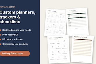 design a custom printable planner, tracker or checklist PDF