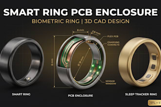 design smart ring, biometric ring, sleep tracker ring pcb enclosure 3d cad