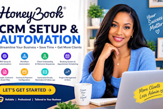 set up honeybook CRM, automate workflows, client onboarding and booking