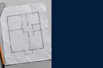 convert PDF technical drawings autocad 2d floor plan hand sketch to dwg drawings