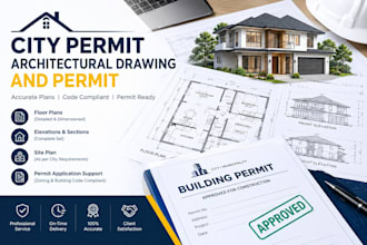 design city permit, architectural drawing and permit