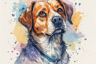 draw custom pet portrait in line art vector illustration