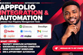 integrate appfolio with quickbook docusign twilio calendly gmail zapier make n8n