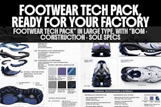create footwear tech pack shoe sneaker pack techpack bom xenbar manufacturing