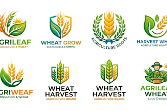 create a agriculture, leaf, and wheat logo design