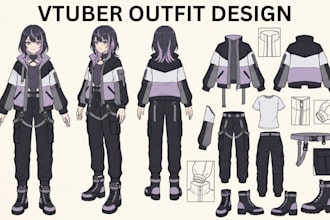 design live2d vtuber outfits, live2d expressions, anime avatar art and assets