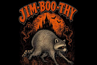 make spooky halloween, horror character, dog and vintage t shirt logo art