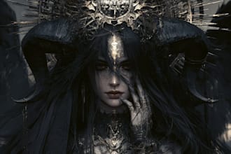 create dark art, metal, gothic illustration
