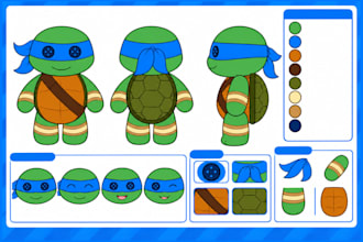 design custom plush character reference sheet turnaround stuffed anime character
