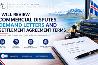 review commercial demand letters, settlement agreement and legal document