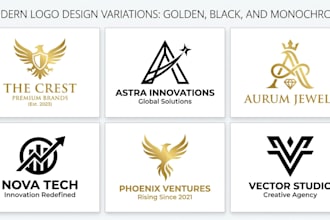 create a golden, black, and black and white logo design