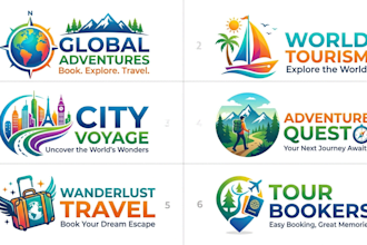 create a booking, tour, and tourism logo design
