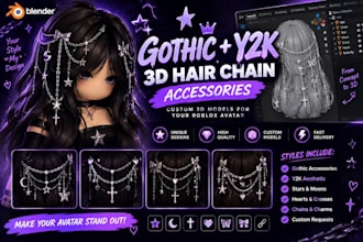 create gothic y2k 3d roblox hair roblox chain roblox accessories modelling