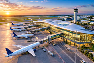 design 3d airport terminals, interiors, aircraft parking, layout with 3d renders