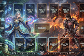 illustrate custom playmat for mtg tcg ccg anime, pokemon, yugioh, gaming playmat