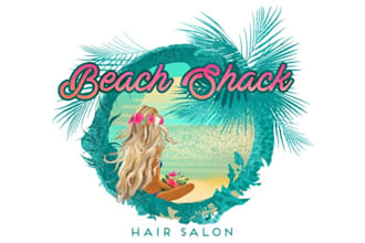 design hair salon bohemian beach logo