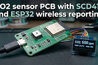 design a co2 sensor pcb with scd41 and esp32 wireless reporting