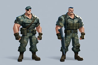 draw 2d game art military character design