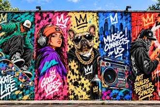 design custom graffiti mural, street art wall graphics for your space