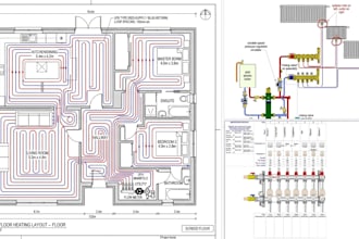 design radiant floor heating, hydronic ufh loops heating calculation for permit